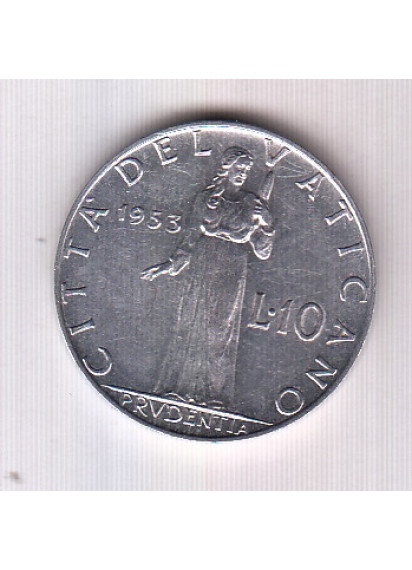 1953 10 Lire  Anno XV Pio XII